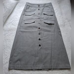 Mare Mare x Anthropologie Gray Utility Midi Utility Skirt- Size Small